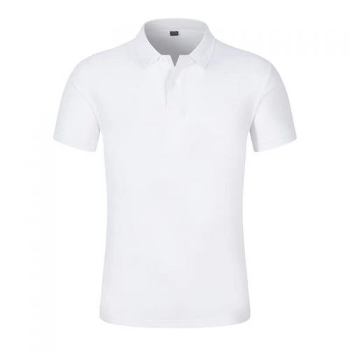 高支棉白色翻領T恤